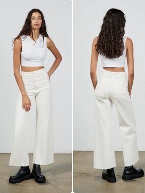 NWT Zara Marine Straight Relaxed Fit Jeans white | Wide Leg High Rise